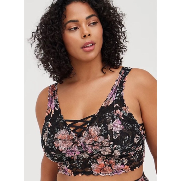 🆕 Floral Lace V-neck Bralette 2 2X 18 20 NWT Torrid New! - Picture 7 of 8